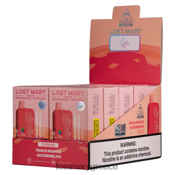 χαμένη μαίρη os5000 - LOST MARY vape Greece χονδρικη - ροδάκινο μάνγκο καρπούζι 2P88R54