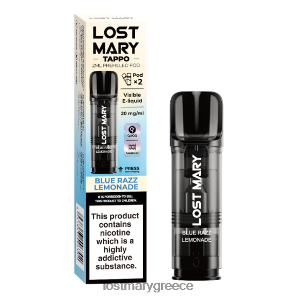 χαμένοι προγεμισμένοι λοβοί mary tappo - 20 mg - 2 πκ - LOST MARY ελλαδα - μπλε ραζ λεμονάδα 2P88R181